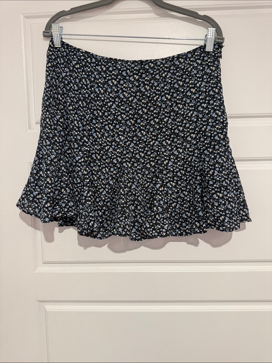 Blu Pepper Dresses & Skirts - Blu Pepper Black Floral Skater Skirt with Blue & White Blossoms